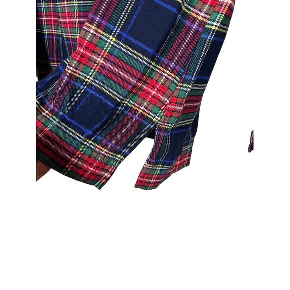 Lands End Plaid Flannel Shirt 12 Blue Preppy Check Old Money Festive Holiday 80s - Picture 4 of 10